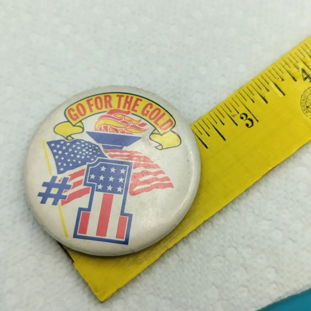 Go For The Gold USA Olympics Vintage Pin Button Pinback #1
